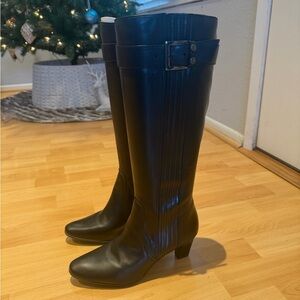 Geox Black Heeled Knee-High Boots